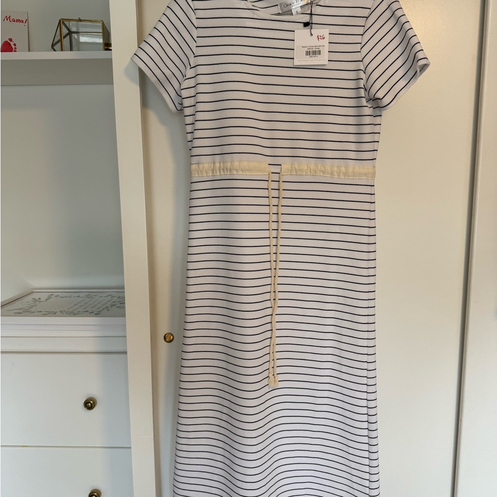 Striped Navy and White Dress